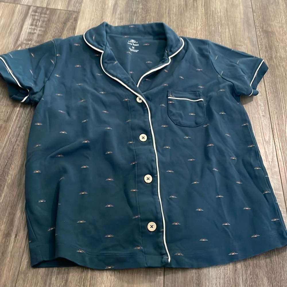 Faherty x Roller Rabbit Button Down Polo PJ Top Mini Wave Limited Edition Medium - Picture 3 of 7